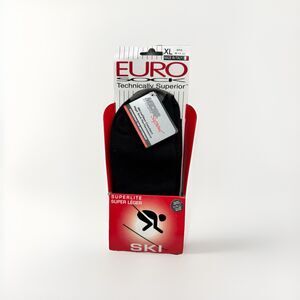 Eurosock Ski Superlite Ski Socks 1034 Black XL Microfiber Made in Italy